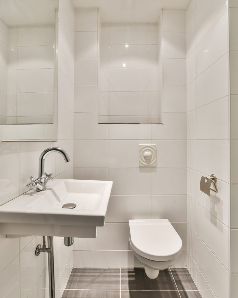 The most classic bathroom with sink and toilet